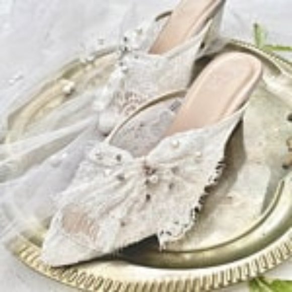 Rose Gold Pink Lace Shoes ( Mule) Only Shoes in this listing... - Picture 4 of 7